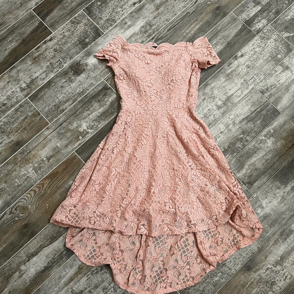 City Studio Size 7 Juniors Blush Pink Off the Shoulder Cocktail Dress